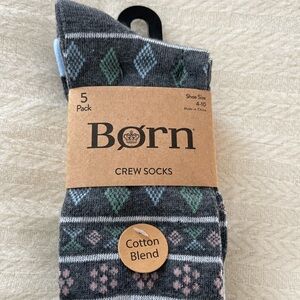Born Gray and Multicolor Crew Socks - 5 Pack